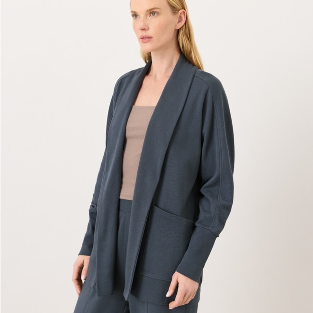 Pact Women's Slate Blue Open-Front Cardigan - Picture 3 of 10